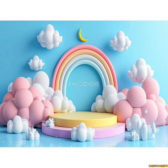 s Birthday Party Photography Backdrops Props Unicorn Colorful Balloons Arch Newborn Baby Photo Background Props DF-06