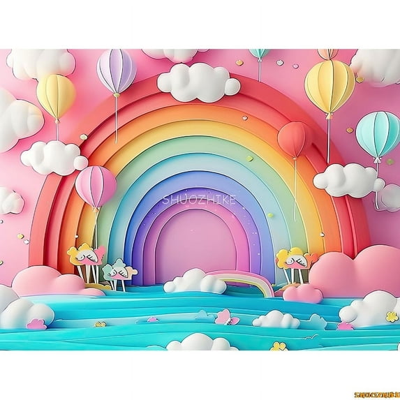 s Birthday Party Photography Backdrops Props Unicorn Colorful Balloons Arch Newborn Baby Photo Background Props DF-07