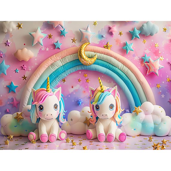 s Birthday Party Photography Backdrops Props Unicorn Colorful Balloons Arch Newborn Baby Photo Background Props DF-08