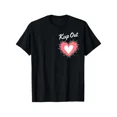 thumbnail image 1 of 's Black & Pink Keep Out Print T-Shirt - White 'Keep Out' Text & Pink Heart with Thorns Design, Soft Medium-Stretch Short Sleeve Crew Neck Casual Streetwear Top, Regular Fit, 1 of 7