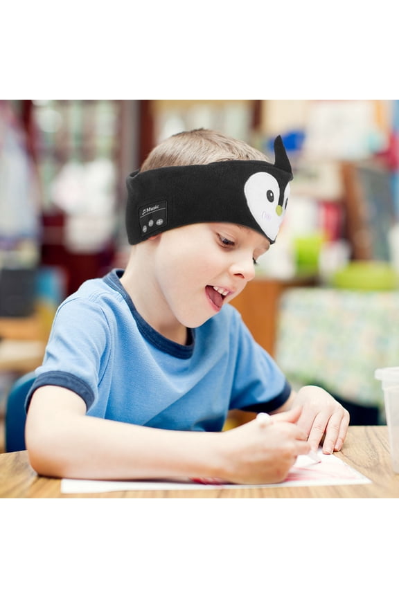 s Bluetooth Music Headband Wireless Bluetooth Sleep Head Strap Soft Skin-Friendly Cartoon Pattern Easy To Use 2 Pack(Black)