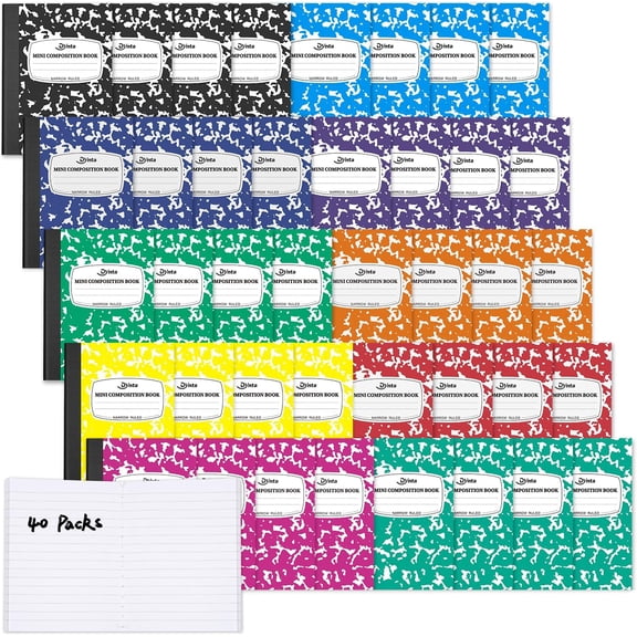 s Bulk, 40 Packs 3.25 x 4.5 inch Mini Pocket Notebooks Narrow Ruled, 10 Assorted Colors Notebooks for School Office Home College (60 Sheets/120 Pages)