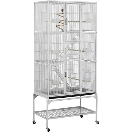 s Cage With Extra Large Space For Small s Like Loves Parakeets Cockatiels Ect, Mobile Cage For Conures, Large Rolling Metal Cage With Detachable Stand, White