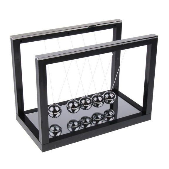 's Cradle Balance Balls with Mirror Base Physics Science Psychology Puzzle Desk Gadgets Home Decor Black