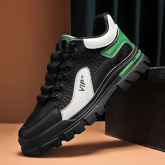 [Durable Slip-On] Men's Slip-On Sneakers - Soft PU Upper, Low-Top Design - All-Season Casual Outdoor Walking Shoes