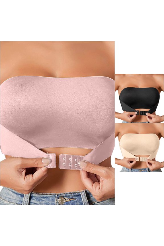’s Front Closure Strapless Bra Non Seamless Breathable Underwire Support Strapless Bra Women