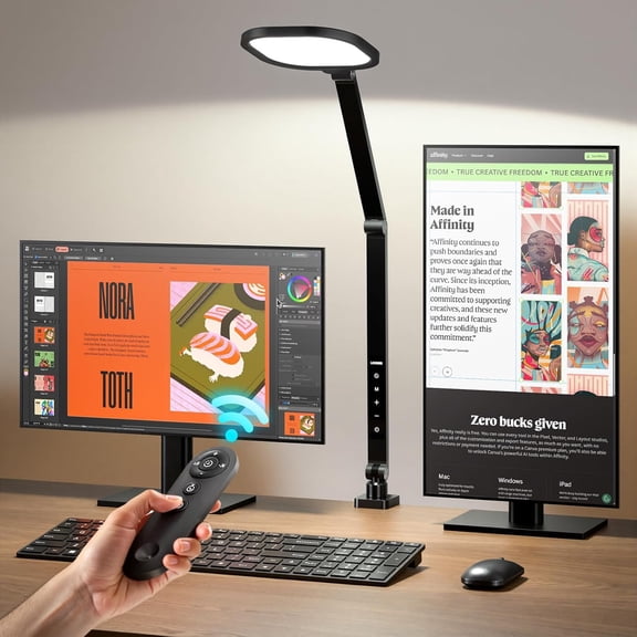 s for Home Office, 2000LM Eye-Caring Desk Light with Clamp, Dimmable Zoom Lighting with 3 Colors & 10 Brightness, Remote Computer Ring Light for Video Calls,Conference, Reading, CRI>97.8