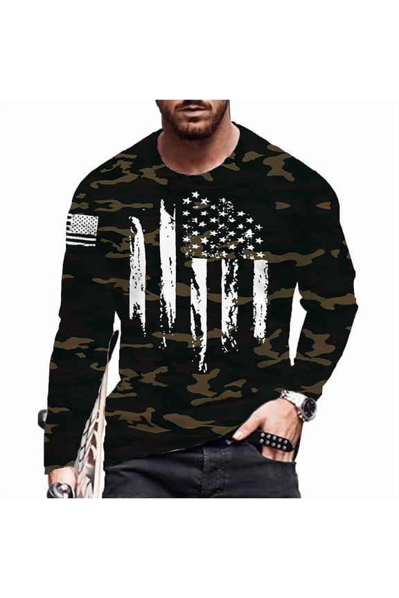 Men USA Flag Camo Camouflage Print Fitness Tee Activewear US
