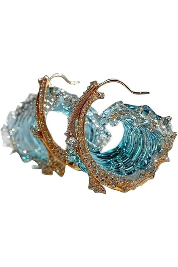 s Oath Jewelry Set, Gaqring Exquisite Craftsmanship Adjustable Necklace Earrings Ring Set, High-Quality Steel Blue Resin Zirconia Beach Jewelry Gift for Women