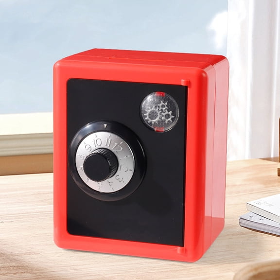s Password Lock Bank - Educational Money Saving Toy Coin Cash Keeper Security Piggy Bank Financial Literacy Gift for Children(Red-M)