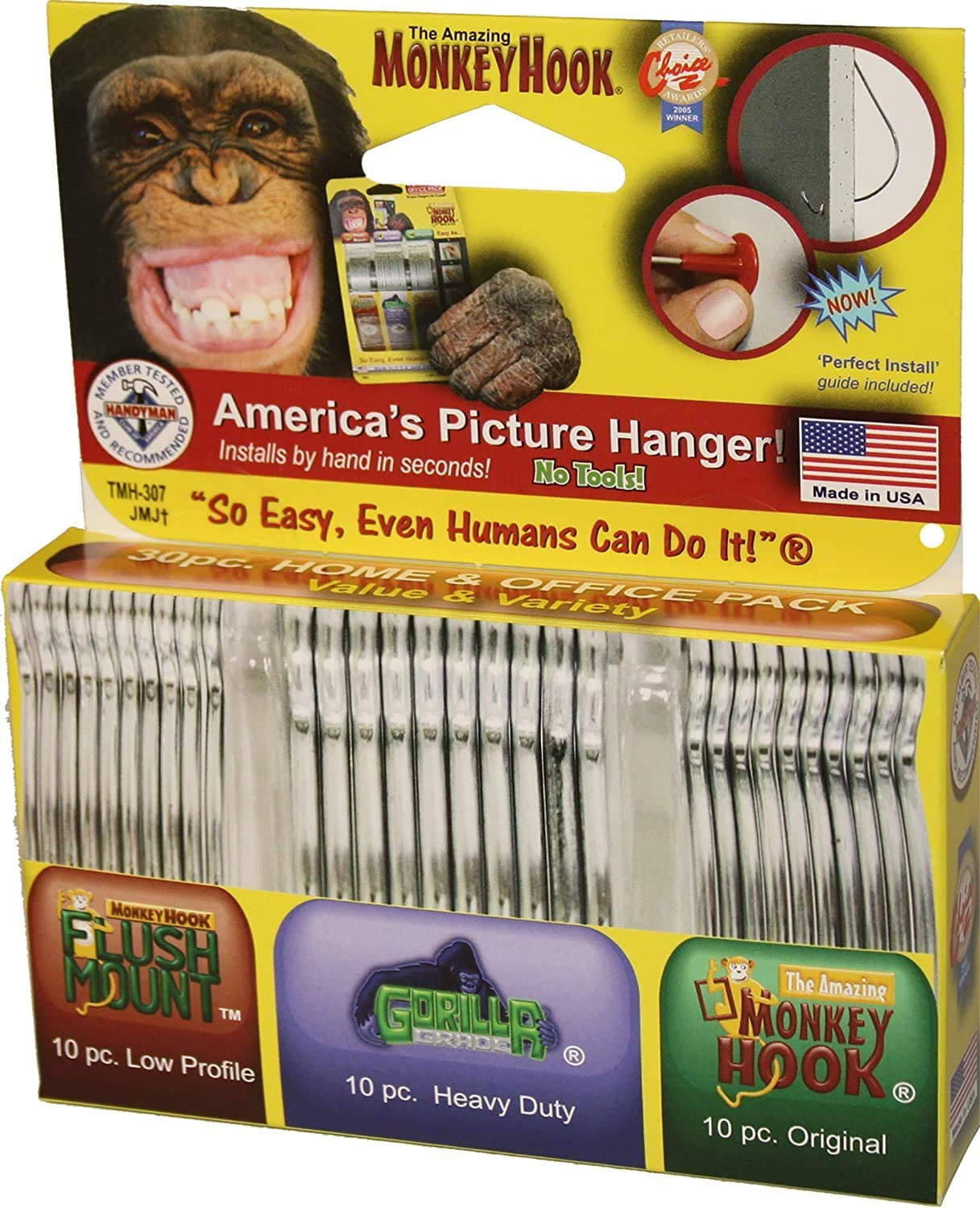 s Picture Hangers Home and Office Pack, Gorilla H , Drywall H s for Hanging Pictures, Wall H s, Picture Hangers, Picture Hanging Kit, 30 Pc Set