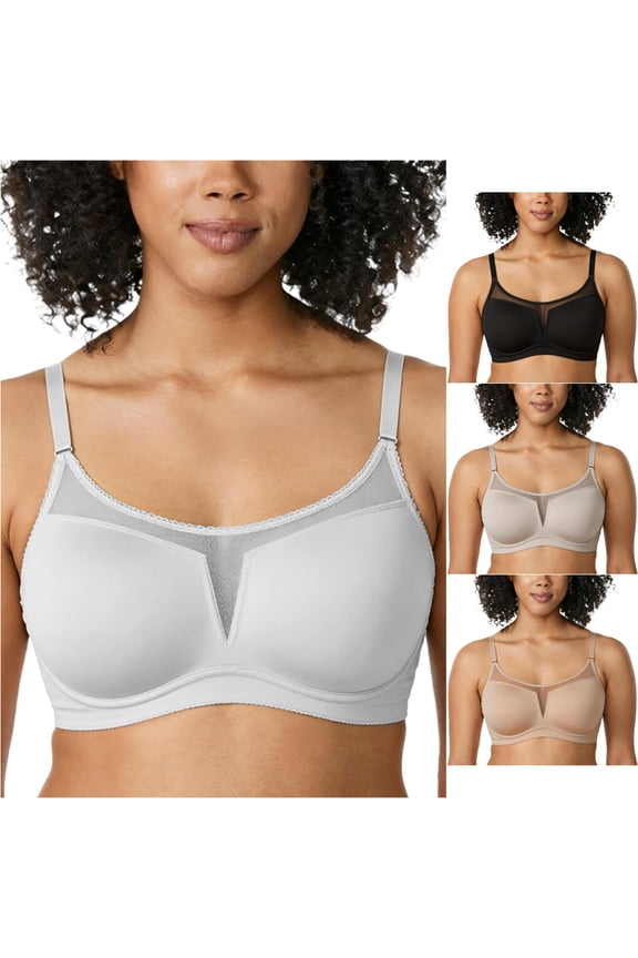 ’s Push Up Bra Lifts Bust Conceals Side Sagging Mesh Sheer Coverage Wirefree Womens Bra