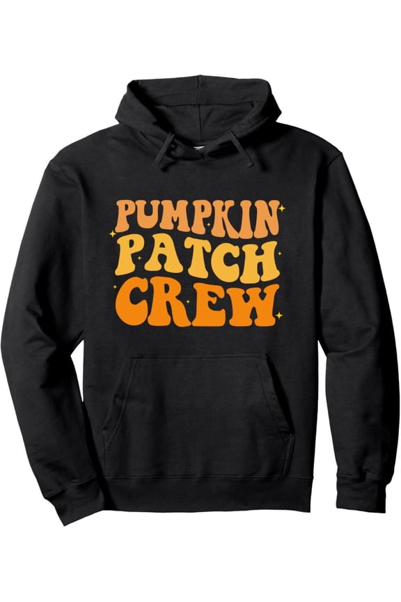 's Retro Pumpkin Patch Crew Hooded Sweatshirt - Ultra-Soft Breathable Pullover Hoodie with Pumpkin & Autumn Leaf Print, Loose Fit Casual Long Sleeve Sweater for Thanksgiving, Halloween & Fall Outfits
