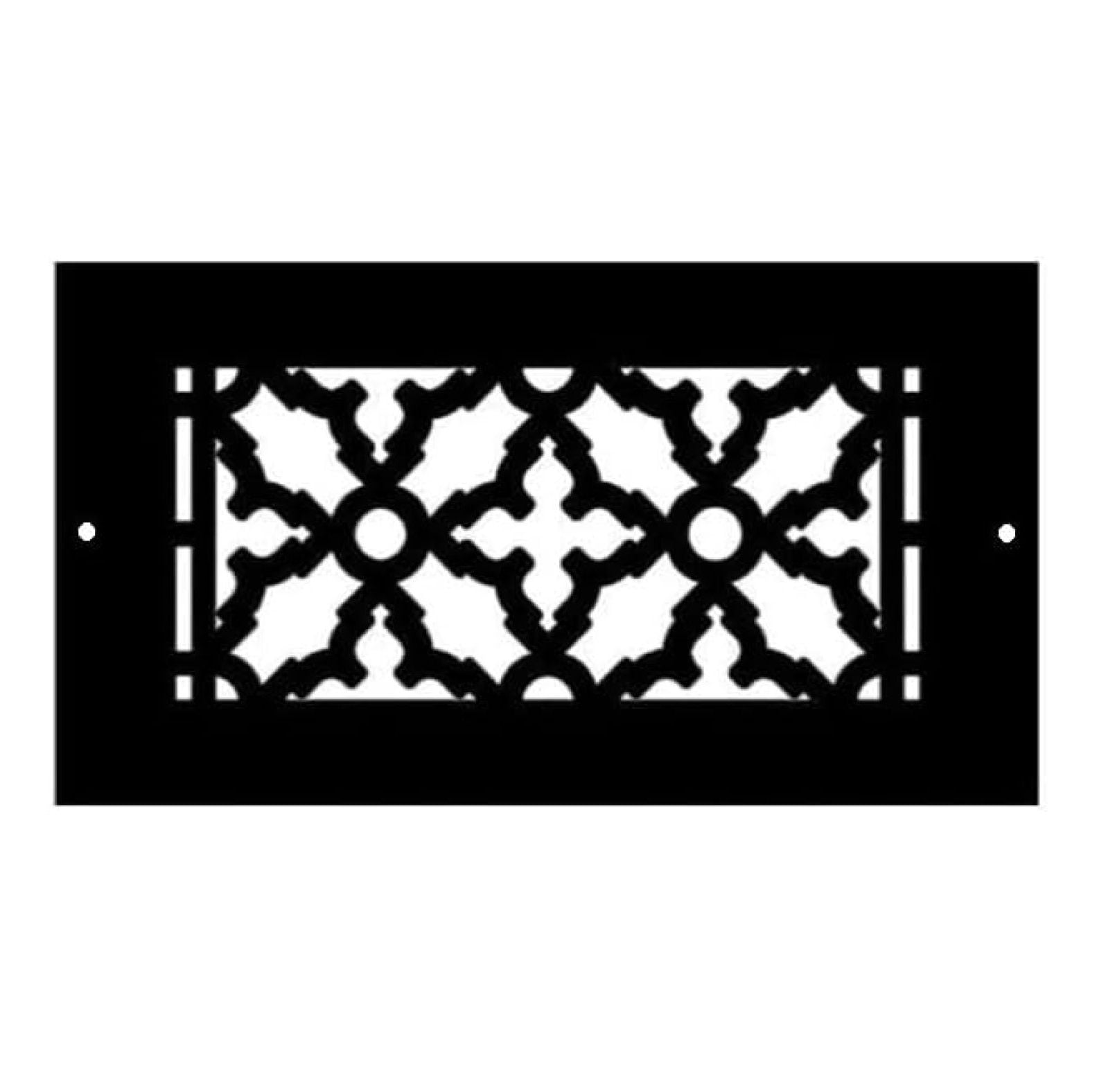 s Scroll Series Victorian Pattern Premium Luxury Floor Grate Cover Grille, Black Cast Iron Metal 8 Inch x 4 Inch with Mounting Holes | 610-H