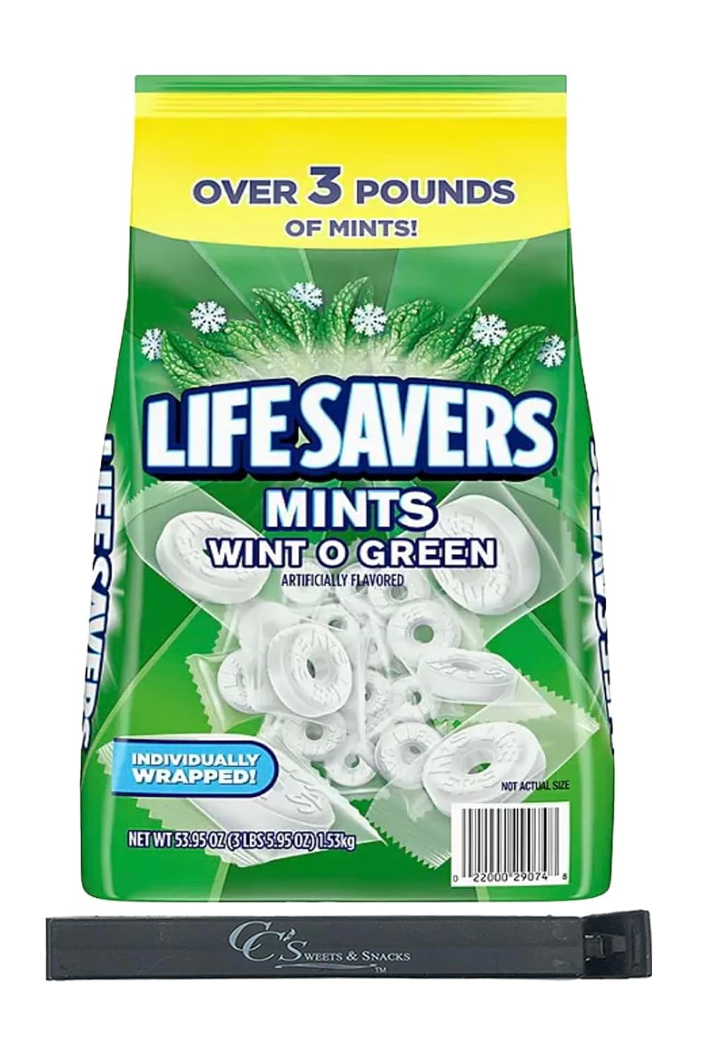 s Wint O Green Individually Wrapped Mints Bulk 3.5lbs w/CC's Bag Clip