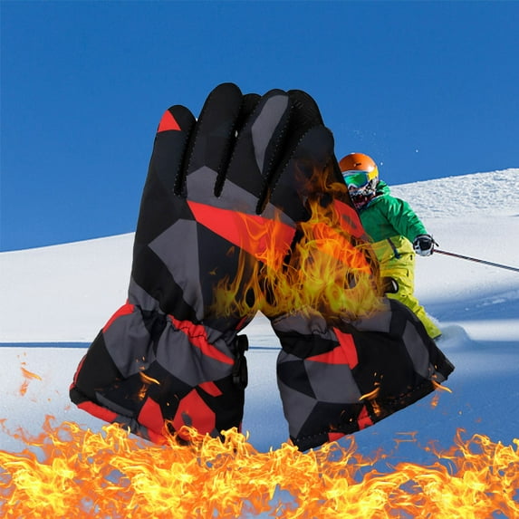 s Winter Gloves for s, Water Resistant Camouflage Ski Gloves, Warm Riding Biking Sports Gloves for Outdoor Activities(Red)