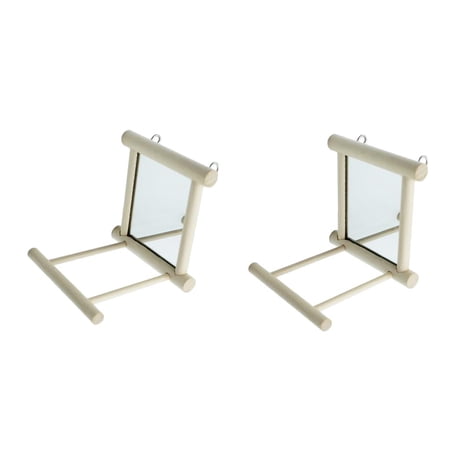 s Wooden Mirror Toy for Parakeet Cockatiels Lovebird Cage