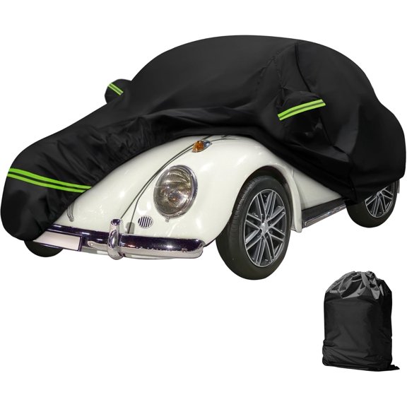 s for Beetle Bug Sedan 2-Door 1960-1980 Waterproof All Weather Full 210D with Door Zipper & Windproof Bands for Snow Rain Dust Hail Protection Black