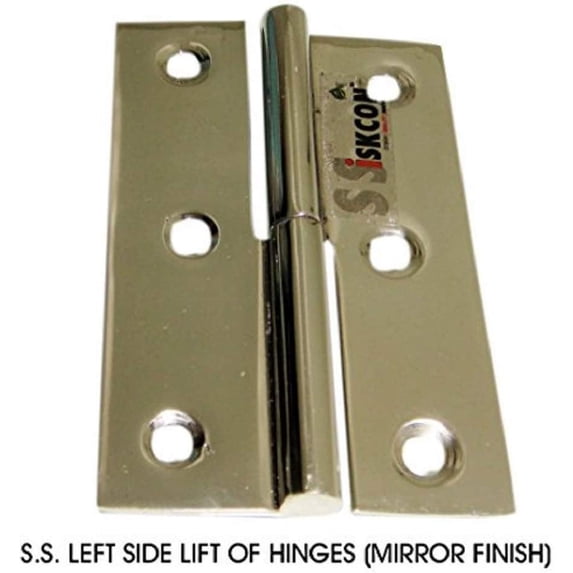 SSISKCON Stainless Steel Lift-off Hinge 3 inch, Mirror, Left Side, Pack of 7
