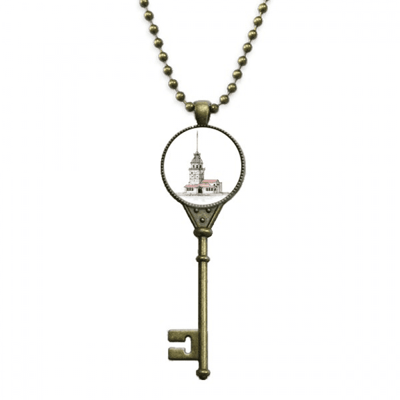s tower in istanbul turkey key necklace pendant tray embellished chain