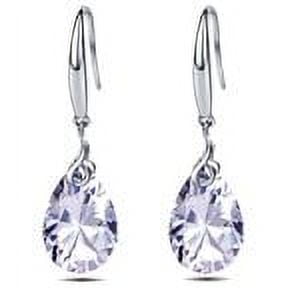 s925 Sterling Silver 12mm Naked Drill Pear Shape 5A Crystal Women Fashion Dangle Drop Earrings