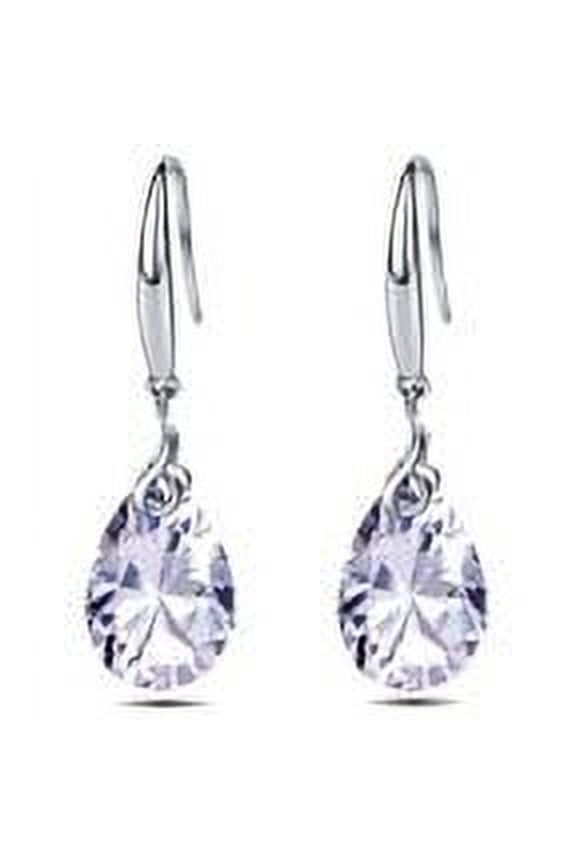 s925 Sterling Silver 12mm Naked Drill Pear Shape 5A Crystal Women Fashion Dangle Drop Earrings
