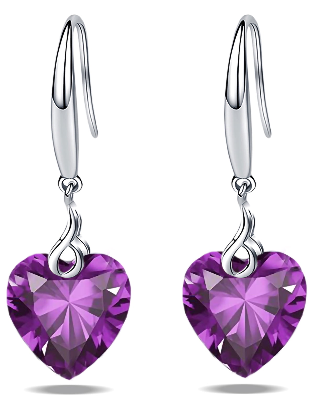 s925 Sterling Silver Love Heart 5A Cubic Zirconia Crystal Women Drop Dangle Earrings