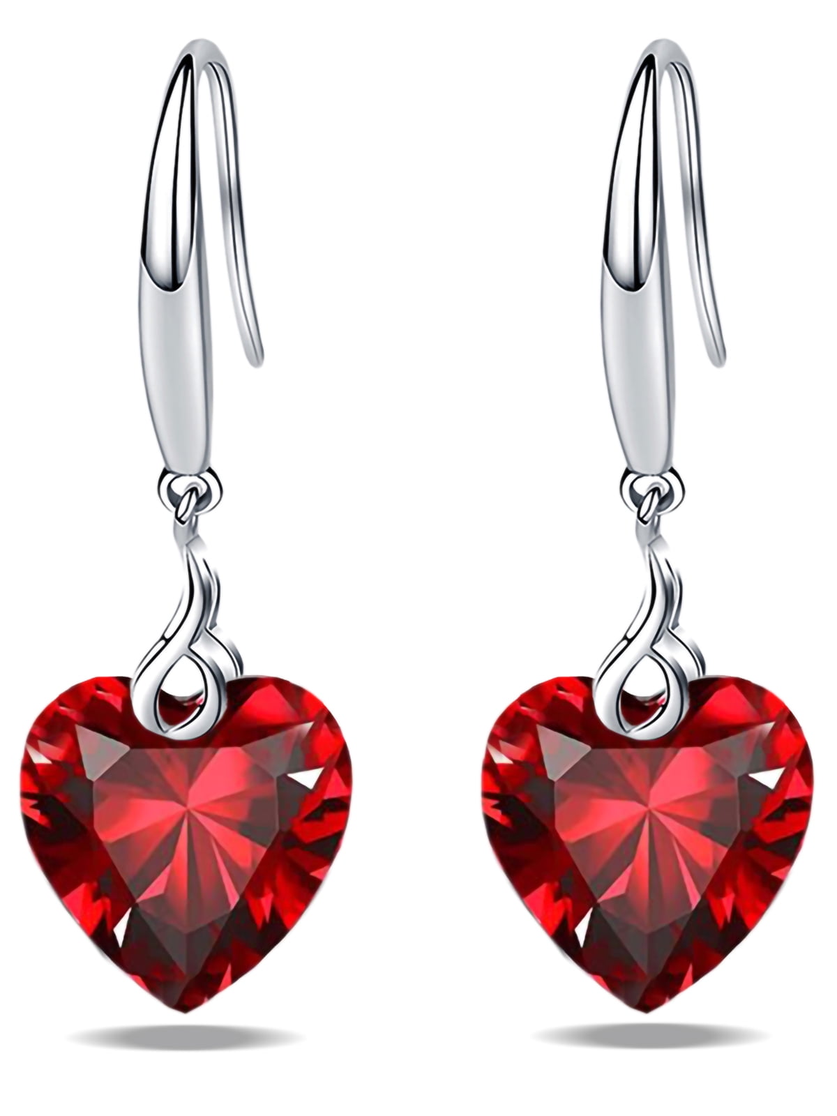 s925 Sterling Silver Love Heart 5A Cubic Zirconia Crystal Women Drop Dangle Earrings