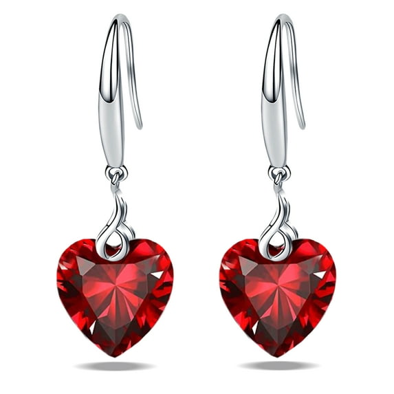 s925 Sterling Silver Love Heart 5A Cubic Zirconia Crystal Women Drop Dangle Earrings