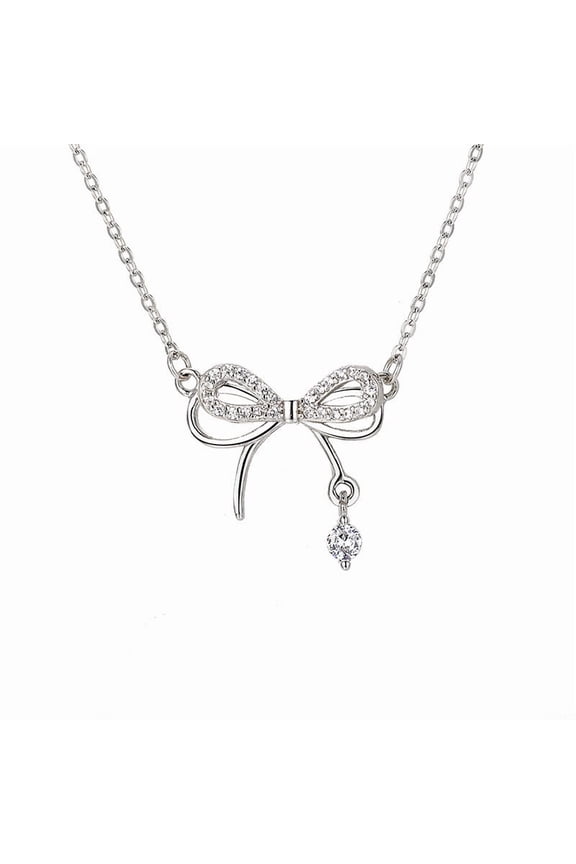 s925 sterling silver bow necklace for women light luxury niche high-end sense internet celebrity temperament clavicle chain simple versatile ornament for women decoration
