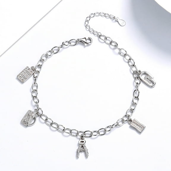 s925 sterling silver letter bracelet for women's imitation simple and fashionable adjustable length and short hand jewelry