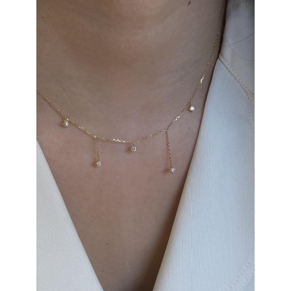 s925 sterling silver star zircon necklace for women niche design high-end tassel light luxury double layered collarbone chain