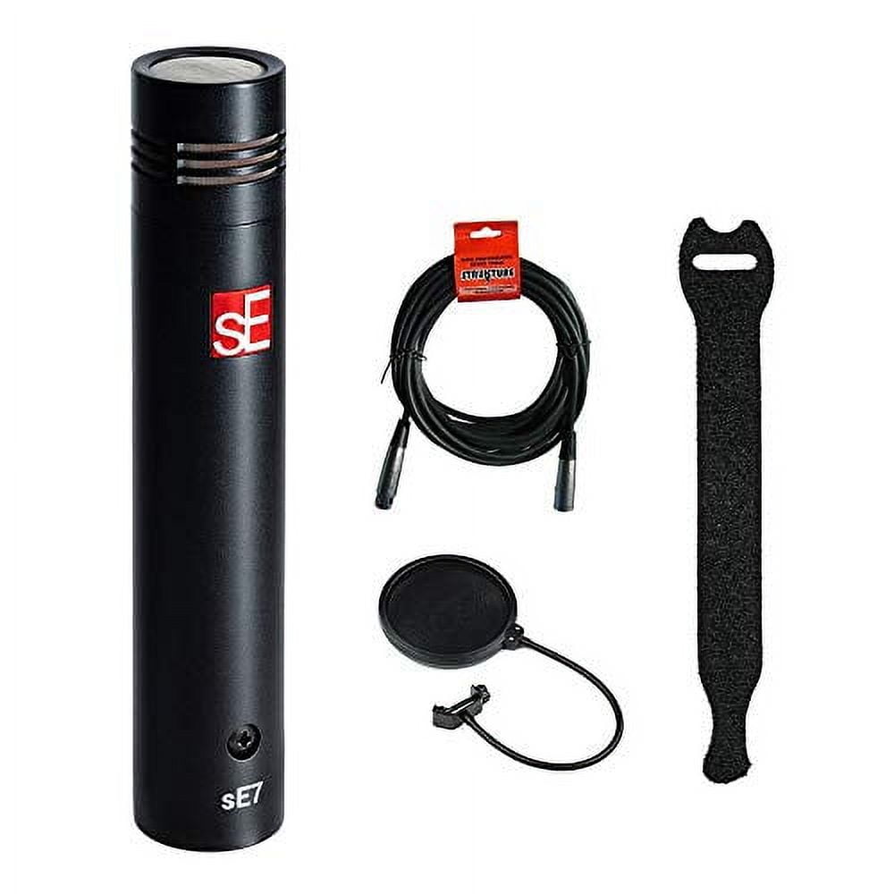 sE Electronics sE7 Small-Diaphragm Condenser Microphone with Touch Fastener Straps (10-Pack), 20' XLR Cable & Pop Filter Bundle