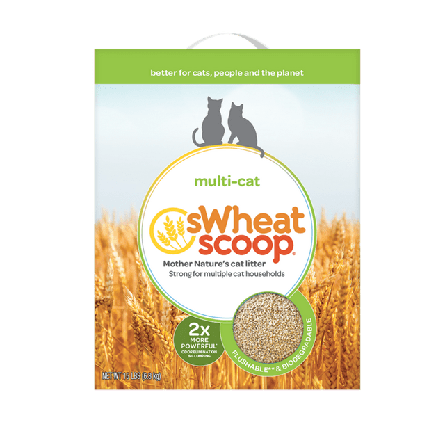 sWheat Scoop MultiCat Natural Clumping Wheat Cat Litter, 15lb