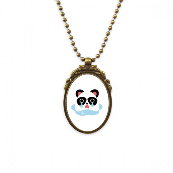 sad little panda poor cartoon expression antique necklace vintage bead pendant keychain