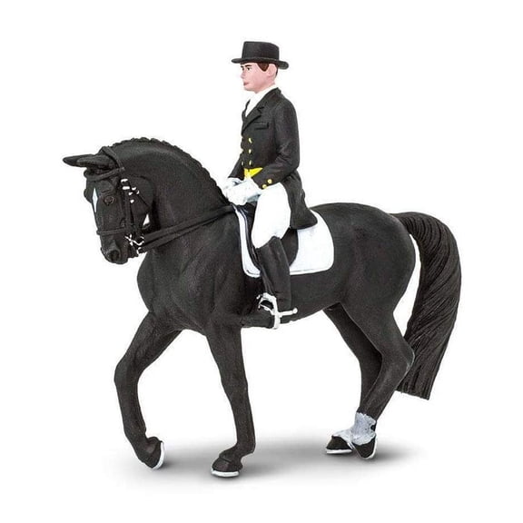 Safari Ltd. Holsteiner and Rider James Figurine Set - Realistic 4.75" Horse with 3" Rider Figure - Educational Toy for Boys, Girls, & Kids Ages 3+