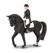 Safari Ltd. Holsteiner and Rider James Figurine Set - Realistic 4.75 Horse with 3 Rider Figure - Educational Toy for Boys, Girls, Kids Ages 3+