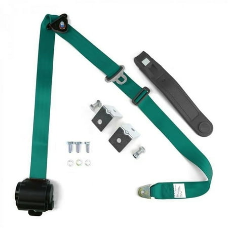 safeTboy 312012 3 Point Aqua Retractable Seat Belt with Angled Mounting Brackets & Standard Buckle