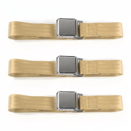 safeTboy 661994 Tan Lap Bench Seat Belt Kit for 1959-1960 Chevy Impala Airplane 2 Point - 3 Belts