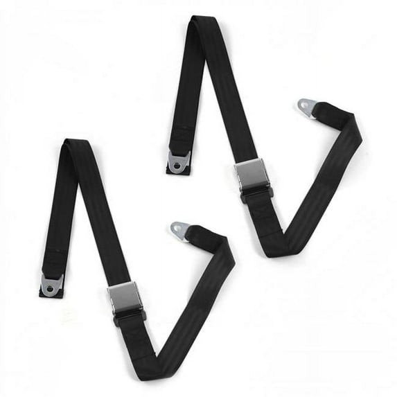 safeTboy Black Lap Bucket Seat Belt Kit for 1960-1961 Ford Fairlane Airplane 2 Point - 2 Belts