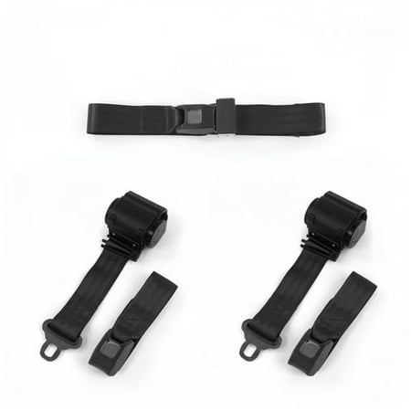 safeTboy Black Retractable Bench Seat Belt Kit for 1984-2001 Jeep Cherokee Standard 2 Point - 3 Belts