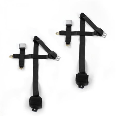 safeTboy Black Retractable Bucket Seat Belt Kit for 1959-1960 Chevy Impala Airplane 3 Point - 2 Belts