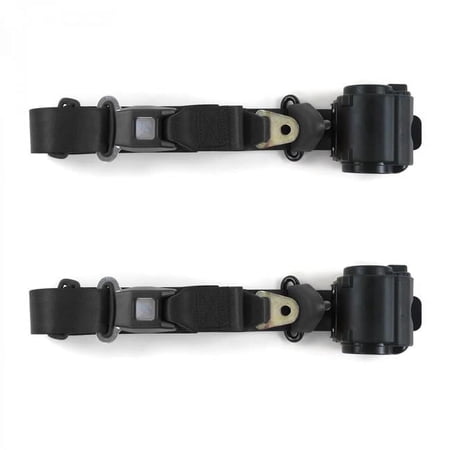 safeTboy Black Retractable Bucket Seat Belt Kit for 1982-1994 Chevy Cavalier Standard 3 Point - 2 Belts