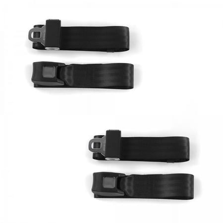 safeTboy Black Retractable Bucket Seat Belt Kit with Bracketry for 1950-1954 Nash Rambler Standard 2 Point - 2 Belts