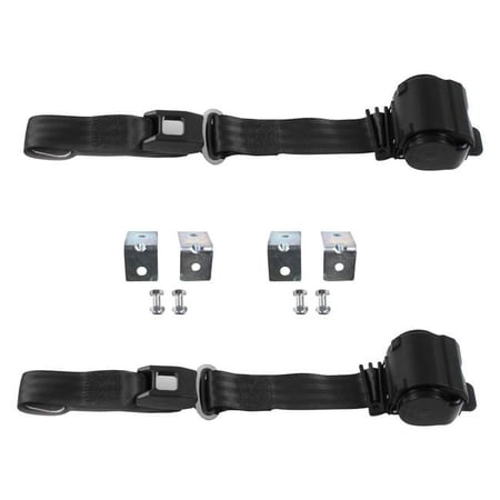 safeTboy Black Retractable Bucket Seat Belt Kit with Bracketry for 1953-1961 Triumph TR2, 3 Standard 2 Point - 2 Belts