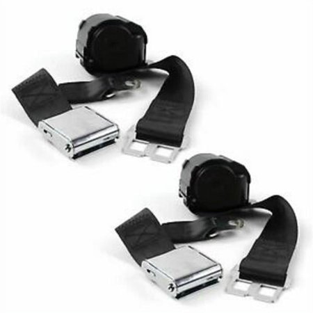 safeTboy  Black Retractable Bucket Seat Belt Kit with Bracketry for 1968-1983 VW Type 1 Airplane 2 Point - 2 Belts
