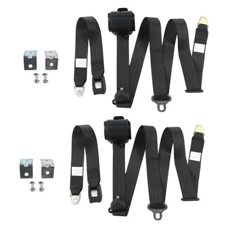 safeTboy  Black Retractable Bucket Seat Belt Kit with Bracketry for 1988-1998 Chevy Truck Standard 3 Point - 2 Belts