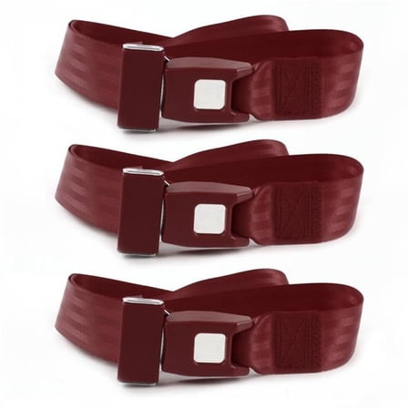 safeTboy Burgandy Lap Bench Seat Belt Kit for 1935-1940 Chevy Truck Standard 2 Point - 3 Belts
