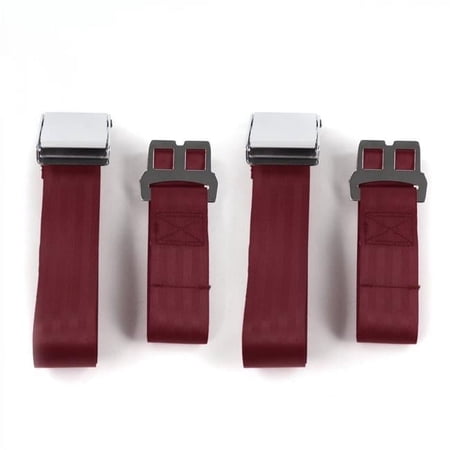 safeTboy Burgandy Lap Bucket Seat Belt Kit for 1949-1953 Buick Roadmaster Airplane 2 Point - 2 Belts