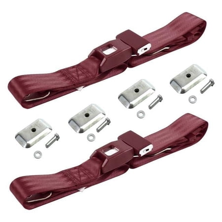 safeTboy Burgandy Lap Bucket Seat Belt Kit with Bracketry for 1966-1967 Ford Fairlane Standard 2 Point - 2 Belts